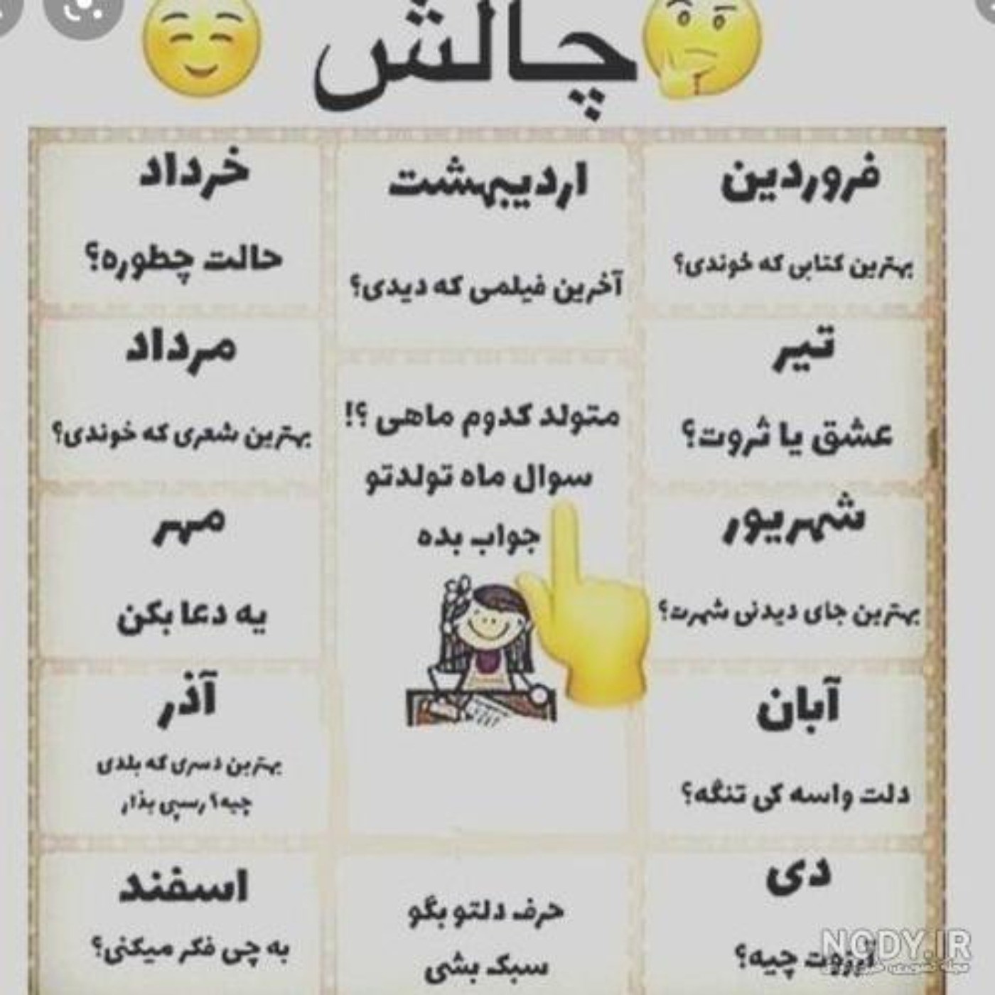 هر کی سوال مربوط به ماه تولدش رو تو کامنت جواب بده