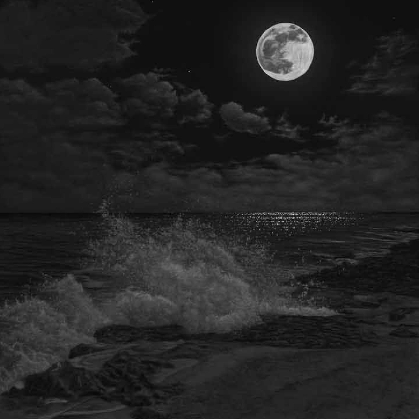 پروفایل عکس دریا و ماه🌑🌊+تم خاکستری